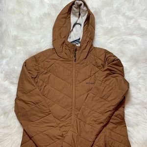 Columbia Long Puffer Jacket Women Sz L Copper